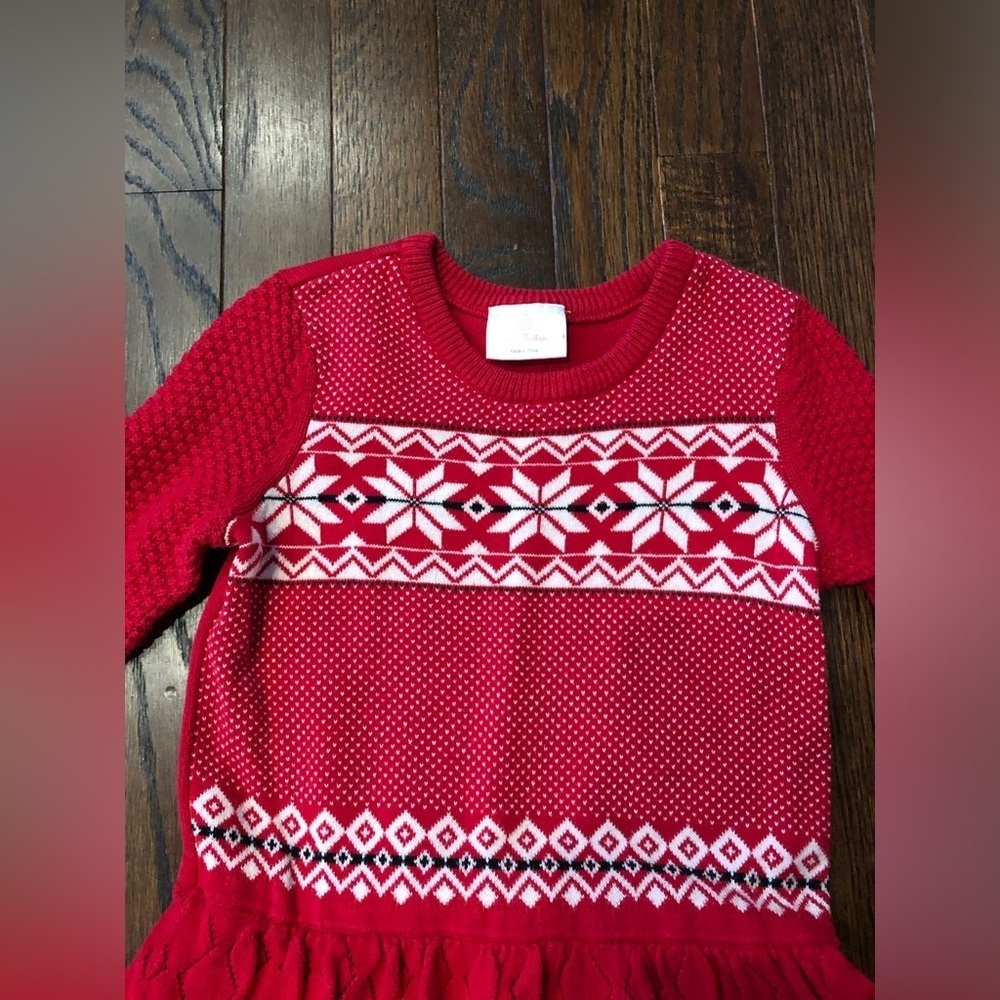 Hanna Andersson Girls 110cm (5Y) Red Knit Ruffled Tiered Skirt Dress - VGUC! - Picture 3 of 7